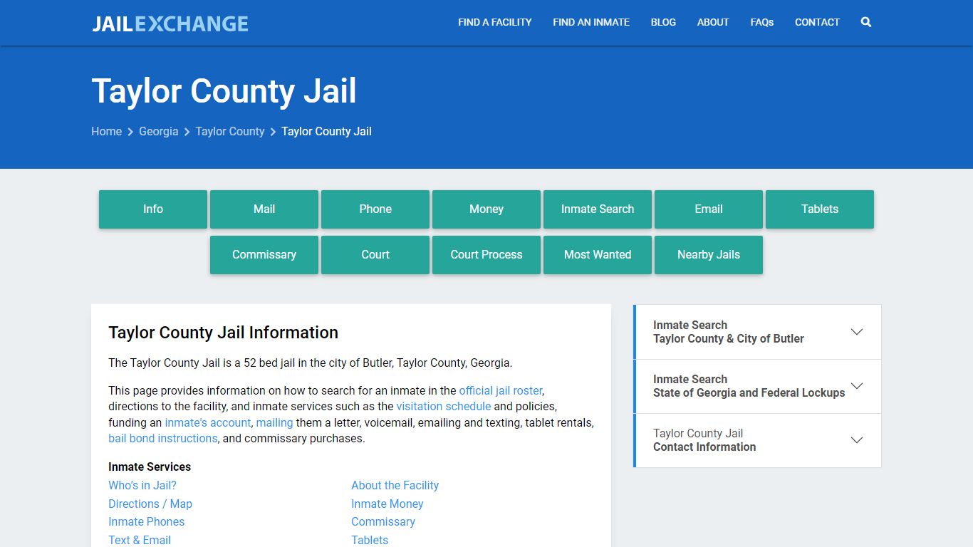Taylor County Jail, GA Inmate Search, Information - Jail Exchange